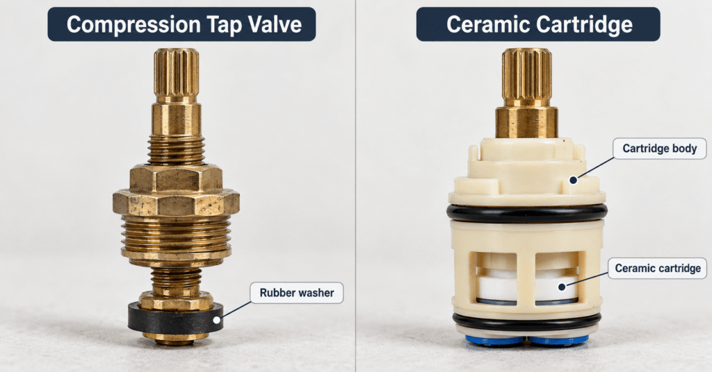 compression tap valve vs ceramic cartridge