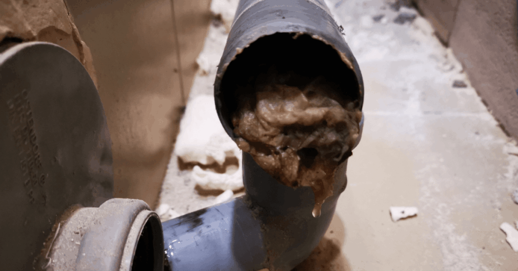 A clogged sewage drain 