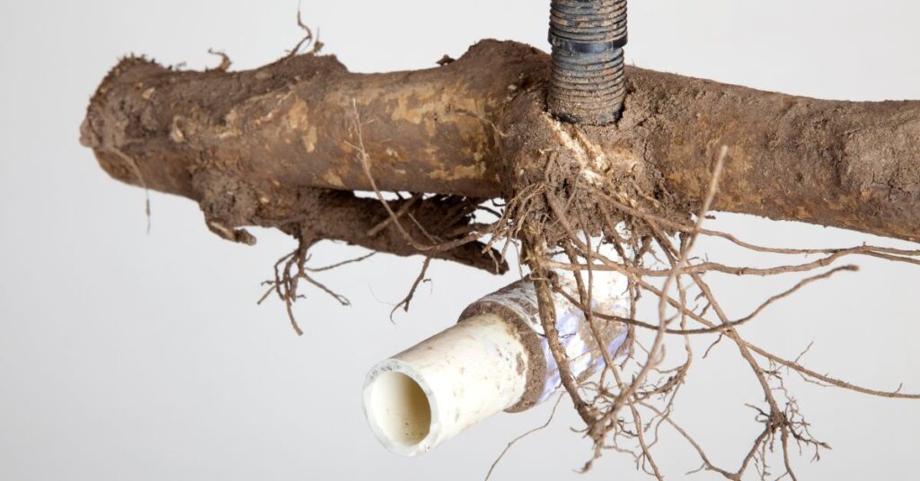 Tree root invasion around a pipe