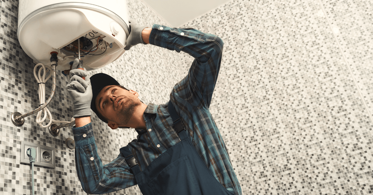 Professional plumbing servicing a  gas geyser 