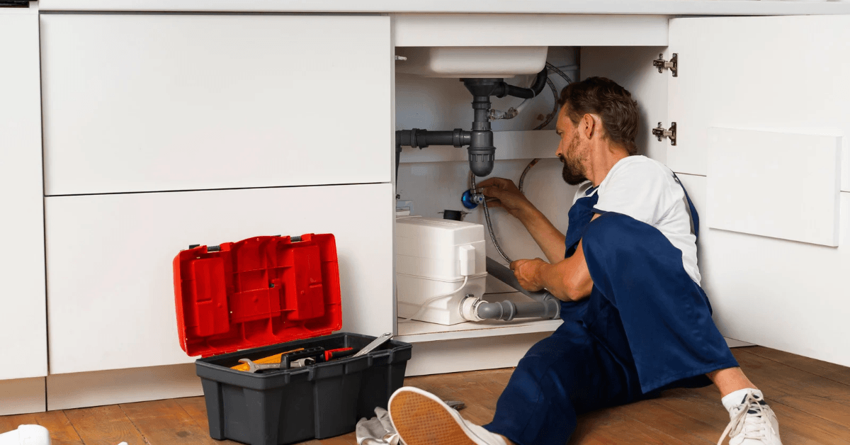 Plumber carrying out repairs and assessing plumbing work