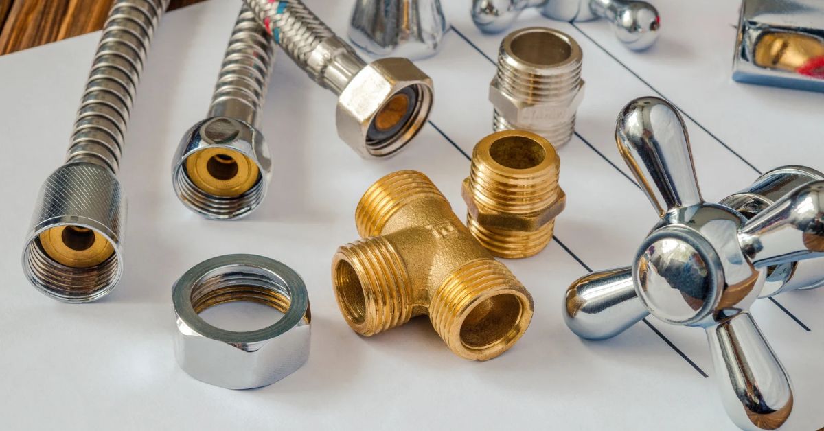Plumbing Parts laying on a table